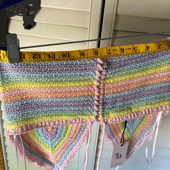 Sincerely Jules Crochet Halter Boho Festival Top Size L - Picture 2 of 5